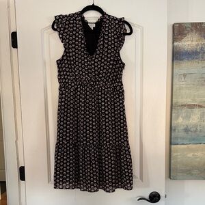 J. Crew Black and Pink Floral Midi Dress